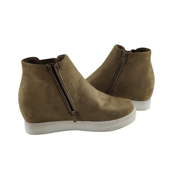 Womens Bootie High Top Sneaker Sz 10 Faux Suede Ankle Zipper - Picture 2 of 10